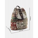Casual Cotton Linen Embroidered Ethnic Pattern Print Multi-Carry Handbag Backpack