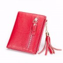 Genuine Leather Tassel Stylish Short Wallet Card holder Candy Color Purse