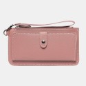Women Faux Leather Solid Multi-function Long Wallet 12 Card Slots Phone Clutch Bags