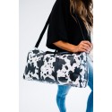 Cow Print PU Leather Duffle Bag 44*20*26cm