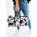 Cow Print PU Leather Duffle Bag 44*20*26cm