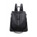 Black Zipper Pockets Vegan Leather Backpack