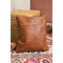 Brown Zip Closure Large Capacity PU Leather Backpack