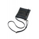 Black Double Zipper Shoulder Messenger Bag