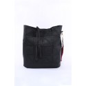 Black Geometric PU Crossbody Bucket Bag