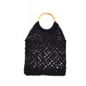 Black Bohemian Woven Crochet Handbag