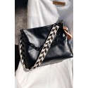 Black Square PU Shoulder Bag with Chain