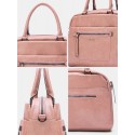 JOSEKO Women's Faux Leather Casual Simple Multilayer Zipper  Handbag Crossbody Bag