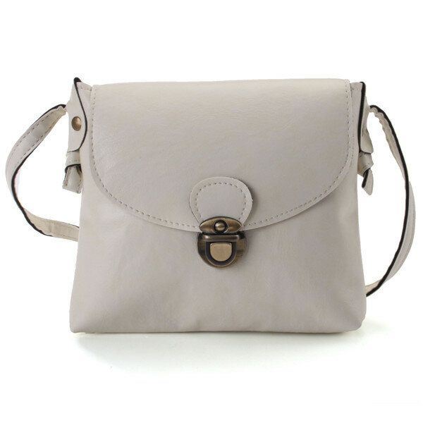 Women Faux Candy Color Leather Crossbody Bag