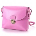 Women Faux Candy Color Leather Crossbody Bag