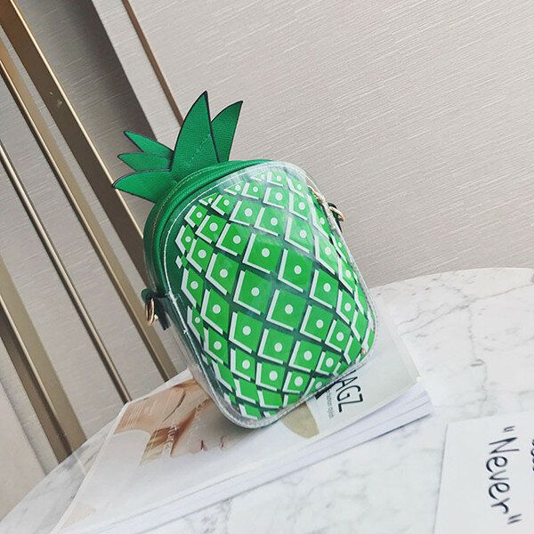 Women Candy Color Transparent Pineapple Bag Sweet Cute Crossbody Bags